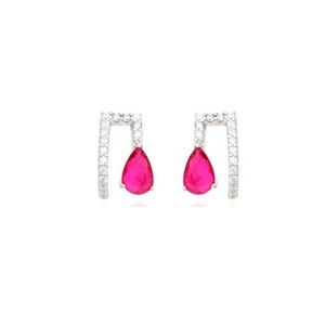 Sterling silver earrings with zirconia
and pink tourmaline